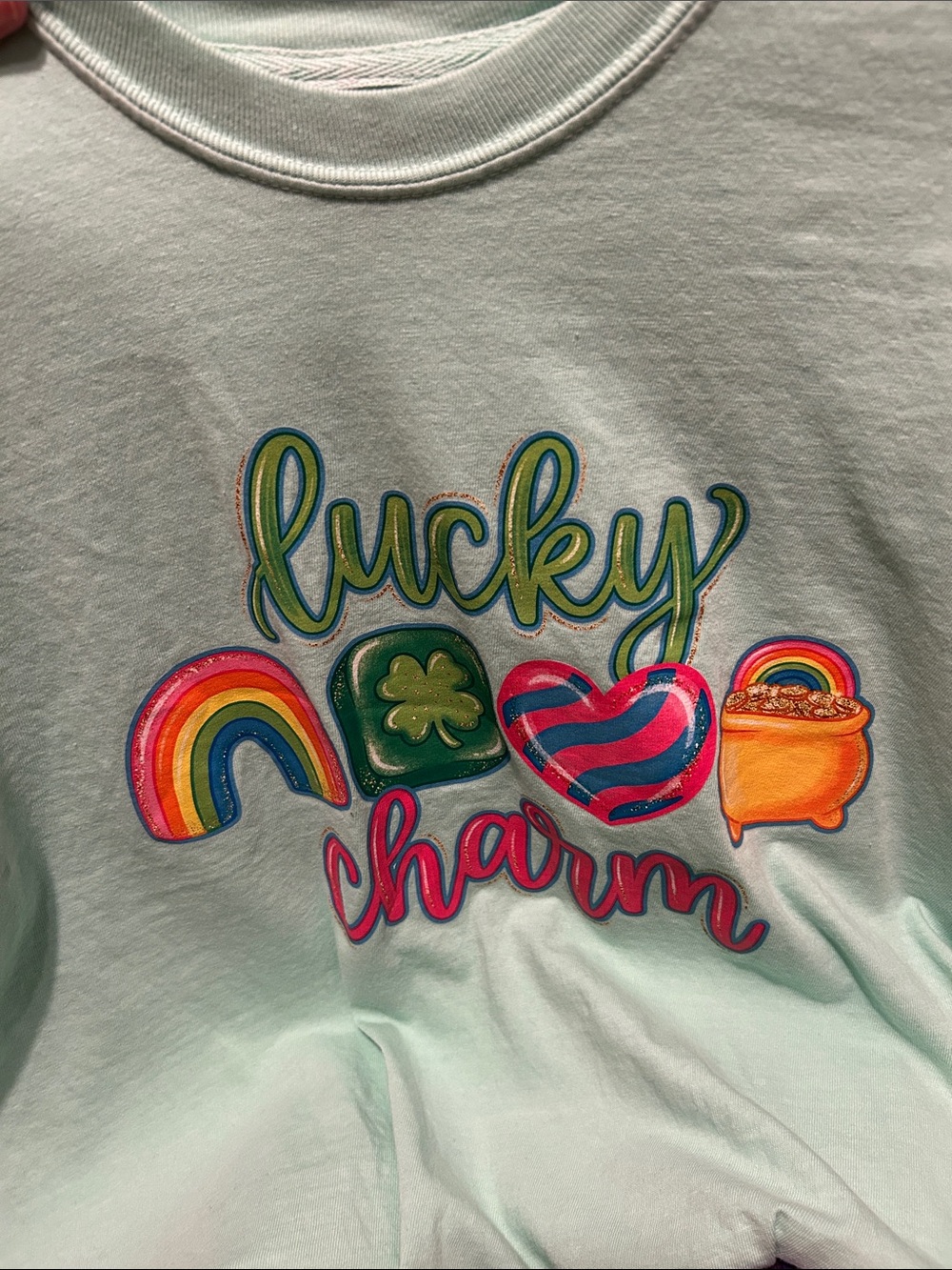 Comfort Colors Light Aqua "Lucky Charm" Graphic Tee